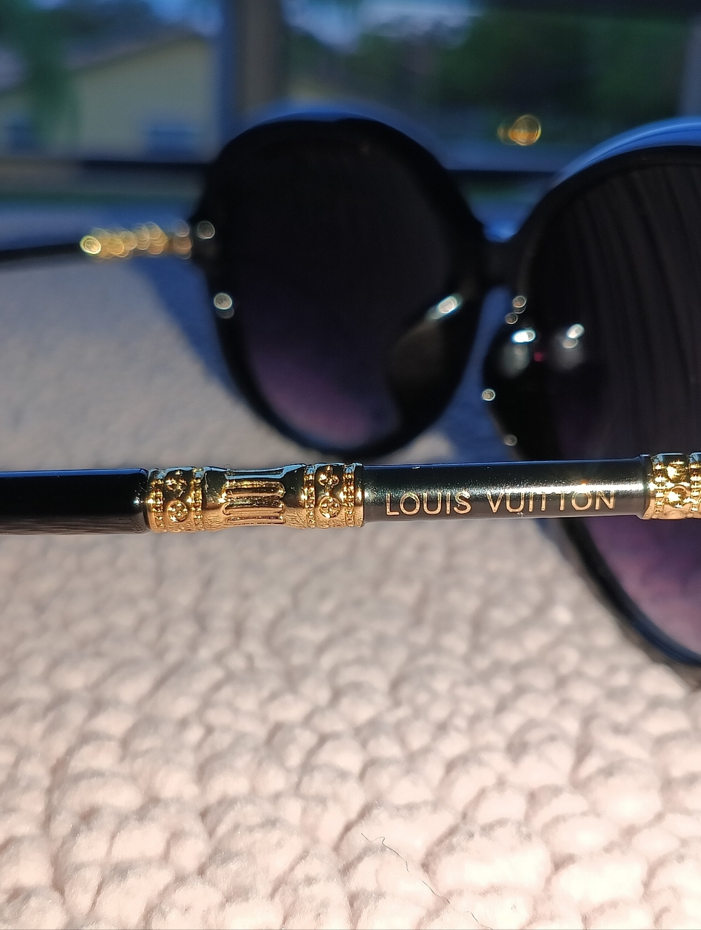 Louis Vuitton Women's Black and Gold Sunglasses - Luxury Designer Shades